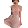 Popular Camisón de Noche para Citas en Casa con Diseño Hueco, Sexy Conjunto de Tela de Seda de Hielo, Sensación de Alta Gama, Se Puede Usar Afuera, Viene con Almohadillas de Sujetador Integradas