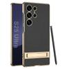 Adecuado para Funda de Teléfono Móvil Samsung S26/25Ultra S24U Electrochapada Cuero Liso Soporte de Ajuste de Engranaje Agujero Preciso Cubierta Protectora Anticaída