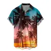 Camisa para Hombre de Estilo Nuevo Europeo y Americano Transfronteriza, Estampado Digital 3D, Versátil de Moda Casual de Manga Corta Tallas Grandes Ropa para Hombre