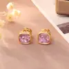 Pendientes Cuadrados de Zirconia Estilo Retro Francés, Pendientes de Moda de Lujo Ligero para Commuter con Temperamento, Pendientes de Estilo Minimalista Exquisito de Gama Alta