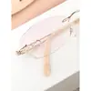 Gafas para Miopía para Mujer Se Pueden Personalizar con Graduación, Montura Sin Marco de Aleación de Titanio Corte de Diamante Ultraligeras con Acabado Anti-Luz Azul Gafas Ópticas