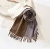 Bufanda 100% Lana Color Marrón Maillard para Mujer en Invierno Engrosada y Cálida Cuadros Príncipe de Gales Bufanda de Pareja para Novia