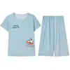 Pantalones de Pijama Ligeramente Transparentes de Moda Nuevos 2026 de Tres Cuartos para Mujer Conjunto de Verano Ropa de Casa para Tallas Pequeñas