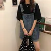 Overol de Mezclilla para Mujer Coreano Holgado 2025 Nuevo Verano Delgado Estilo Preppy Chica Suave Petite Pantalón Corto de Pierna Ancha