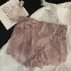 Ropa Interior de Talla Grande para Mujer Cintura Alta Vientre Ajustado Sexy Encaje Malla Costuras Seda de Hielo Satén Entrepierna Seda de Morera Boxers para Chica Gordita