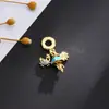 Nuevo Colgante de Hilo Dorado, Hojas Tropicales, Colgante de Piña y Pez, Incrustado con Joyería de Piedras Preciosas de Esmalte Colorido