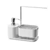 Caja de jabón para encimera de cocina, escurridor de trapos de acero inoxidable, dispensador de jabón, escurridor de detergente de prensa manual, venta al por mayor del fabricante