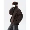 Chaqueta de Cuero con Cuello Cruzado High Street para Hombre, Abrigo de Trabajo Holgado de Tendencia Tie-Dye para Primavera, Top Casual Vintage para Pareja