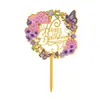 Toppers Acrílicos para Pastel con Flor y Mariposa Impresos en Color UV, Artículos para Fiestas, Descuento por Cantidad Grande