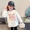 Camiseta versátil de algodón puro para niñas, con cuello redondo y manga larga, nueva para primavera y otoño, estilo coreano, casual, corte holgado, camiseta básica para niños mayores