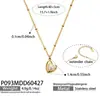 Colar pingente redondo em formato de coração estilo francês com madrepérola, aço inoxidável banhado a ouro PVD, corrente elegante e única para clavícula para mulheres