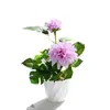 Dalia de Dos Cabezas Bonsái Pequeño Flor Artificial Decoración Sala de Estar Estudio Planta Verde Falsa Decoración Escritorio de Oficina