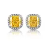 Venta en vivo flash color transparente tesoro flor de hielo tallado bolsa cuadrada princesa aretes moda transfronteriza europea y americana aretes de diamante de alto carbono