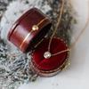Marca Grande Clásico Simple Apilable Versátil Zircón Diamante Único Fuego Collar Cadena Clavícula Acero Titanio Chapado en Oro de 18K No se Desvanece