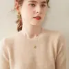 Moda Otoño e Invierno Versátil Suéter de Cachemira para Mujer Cuello Redondo de Cachemira Suéter Grueso Holgado de Punto Cachemir Suéter Básico de Punto