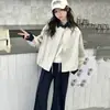 Chaqueta Cardigan de Color Block para Niñas Primavera y Otoño 2026 Nuevo Estilo Coreano Simple Cuello Reversible Falso Dos Piezas Cortavientos Casual Moderno