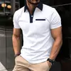Atacado transfronteiriço masculino casual simples cor sólida impressão 3D manga curta abotoado POLO verão novas chegadas da fábrica de origem