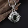 Joyería de Cobre Chapado de Venta Caliente Transfronteriza Colgante de Caja Redonda Verde Oscuro Moda de Alta Gama Europea y Americana Collar de Lujo Ligero Stock Listo para Mujer Venta al por Mayor