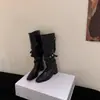 Botas largas de ajuste ceñido, de caña alta, para otoño/invierno, de nicho, con tacón grueso, para mujer, diseño 2026, con detalle de hebilla de cinturón, estilo francés, nuevas botas de jinete