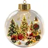Adorno de bola luminosa transparente navideño transfronterizo, bola de cristal 3D, decoración de escena de ambiente festivo para árbol de Navidad, adorno colgante