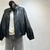 Chaqueta de Piel Sintética Imitación Borrego Marrón Retro para Mujer 2026 Nueva Colección Principios de Primavera Chaqueta Corta de Piel Sintética Pu Suave con Dobladillo Elástico
