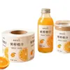 Rótulo Rolo Suco de Laranja Adesivo Personalizado para Bebida de Suco Laminação à Prova d'Água Adesivo de Garrafa Impressão de Logo Fabricante Feito Sob Medida