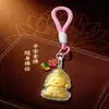 Pingente de Buda da Paz em Ouro, Chaveiro Criativo Cultural de Desenho Animado em Ouro Puro, Pingente de Bolsa, Lembrança no Atacado