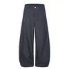 Pantalones retro americanos de cimitarra para hombre, diseño de marca de moda de alta calle con ambiente casual, pantalones holgados de pierna ancha de color liso