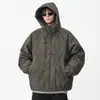 Chamarra de Trabajo con Capucha para Hombre Estilo Japonés Retro Versátil Cálida Casual Chamarra de Plumas Moderna Nuevo Estilo 2025