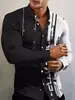 Camisa de hombre de otoño nueva con estampado digital 3D transfronteriza europea y americana, camisa de manga larga con solapa, estampado genial