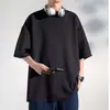 Camiseta Jacquard Embossed Tendência Estilo Chinês Luxo Leve para Adolescentes, Roupa Masculina com Top de Manga Curta Embossado de Alta Qualidade