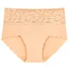 High-Waisted Seamless Ice Silk Breathable Lace Panties for Women Plus Size Seamless Pure Cotton Inseam High-Cut Women's Briefs