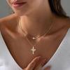 Anillo colgante creativo con cruz de circonita incrustada, de venta caliente, chapado en oro de latón, collar de moda para mujer, Europa y América transfronteriza