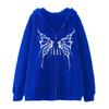 Suéter con Cremallera Estampado de Mariposas Huecas de Personalidad 2022 Cárdigan Casual de Talla Grande Chaqueta Sudadera con Capucha de Forro Polar para Otoño e Invierno
