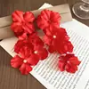 Pendientes de Flor de Tela Roja Plateada para Novia Perla Estilo Vintage Pendientes de Lujo Ligero Gama Alta Exagerados para Mujer
