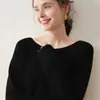 Baicai Rong Nuevo Estilo Perezoso Sin Costuras Cachemir Suéter de Punto Holgado para Mujer Top de un Hombro Versátil