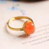 Anillo fideo huevo de ágata roja del sur natural chapado en oro de plata de ley S925 Xirui temperamento simple lujo ligero abierto anillo femenino