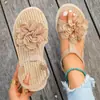 Polaina Floral Zapatos de Suela Gruesa 2026 Verano Nuevo Tallas Grandes Europeos y Americanos Sandalias Romanas de Tira Fina Venta al por Mayor Zapatos de Playa Dropshipping