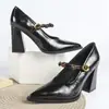 Zapatos Mary Jane Elegantes de Estilo Francés, Punta Fina, Versátiles, Europeos y Americanos, de Comercio Exterior Transfronterizo para Mujer, Tacones Altos Negros para el Trabajo