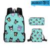 Impressão 3D Perímetro Sanrio Kuromi Kuromi Desenho Animado Mochila Escolar Mochila Bolsa de Ombro Bolsa de Lápis Mochila Conjunto de Três Peças
