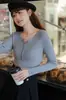 Camisa base gola alta para mulheres, novo estilo de outono, suéter doce, corte justo, afina a silhueta, peça íntima, top de tricô para mulheres, cinza