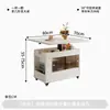 Mesa Auxiliar Lateral Plegable Móvil para Balcón de Sala de Estar, Mesa de Centro para Sala de Estar, Carrito con Almacenamiento, Mesa Auxiliar de Café Ajustable en Altura