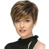 Peluca para Mujer de Venta Caliente 2021 Europea y Americana Realista Natural de Color Mezclado Flequillo Inclinado Cabello Corto Diadema de Fibra Química