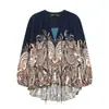Para Comércio Exterior Transfronteiriço Europeu e Americano Roupas Femininas, Moda de Verão Mais Vendida no Aliexpress Camisa Versátil de Chiffon Floral Estilo Étnico