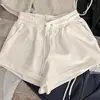 Shorts de cintura elástica de verão para mulheres, calças esportivas, calças de moletom para corrida, estilo básico americano casual versátil solto, hot pants