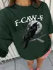 Camiseta Branca de Manga Curta Feminina Plus Size, "F - Caw -"
