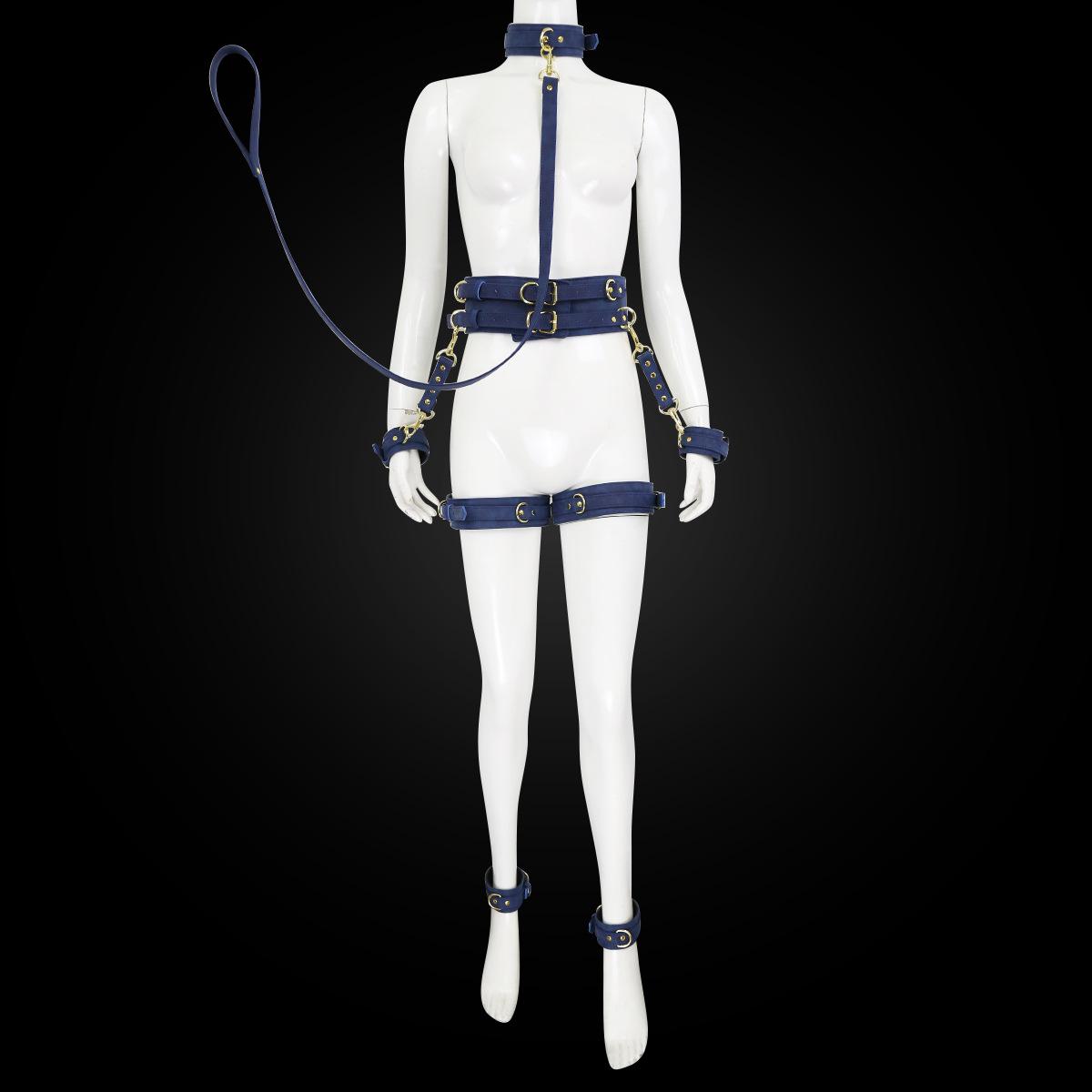 皮革6件套 纹路蓝色挂钩