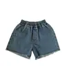 Gl-Kids Estilo Coreano Verano Nuevos Pantalones Cortos de Mezclilla Vintage Deshilachados para Niños Unisex Retro Delgados