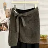 Chal de punto calado para mujer, Prenda de capa de alta gama con falda cubierta para atar, Falda versátil que cubre las caderas y te hace lucir más delgada