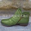 Estação Independente Exportação Feminina Bico Redondo Artificial Puv Boca Botas de Couro Femininas Zíper Lateral Botas Quentes Salto Ferradura Sapatos Femininos